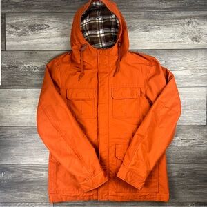 Uniqlo Jacket Mens Medium Orange Utility Field Mountain Parka Water Resistant